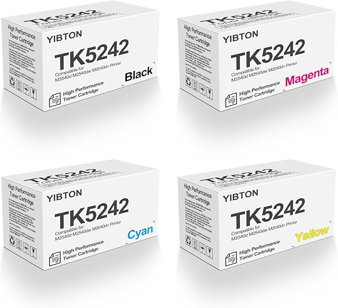 High Yield TK5242 TK-5242 Toner Cartridge TK-5242K TK-5242C TK-5242M TK-5242Y Toner Replacement for Kyocera ECOSYS P5026cdn P5026cdw M5526cdn M5526cdw Printer.(4-Pack, 1Black/1Cyan/1Magenta/1Yellow)