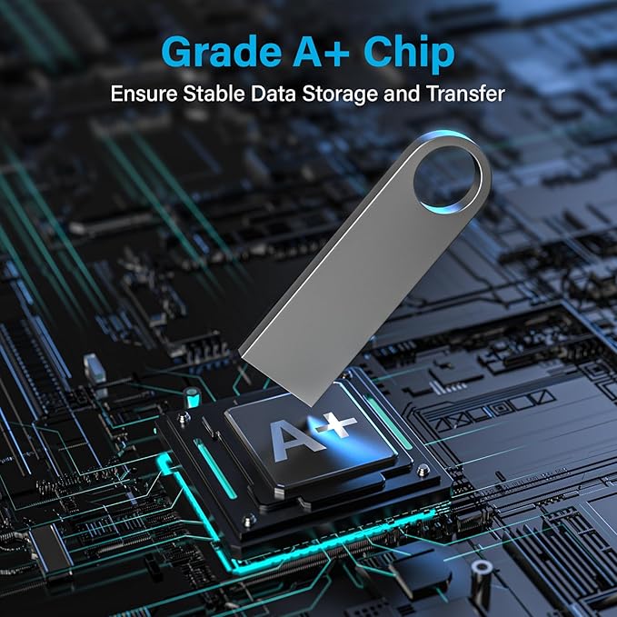 ABLAZE 16GB Flash Drive 10 Pack, Metal USB 2.0 Thumb Drives with Keychains USB Sticks Pendrives (Sliver)