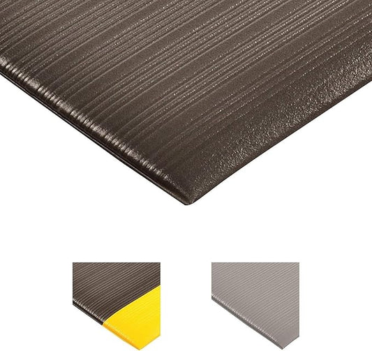 Notrax 410 Airug® 4' x 60' x 3/8" Anti Fatigue Mat, Enhanced Slip Resistance with Beveled Edges and Ribbed Surface, Ideal for Industrial and Commercial Workplaces, Gray, 410R0348GY