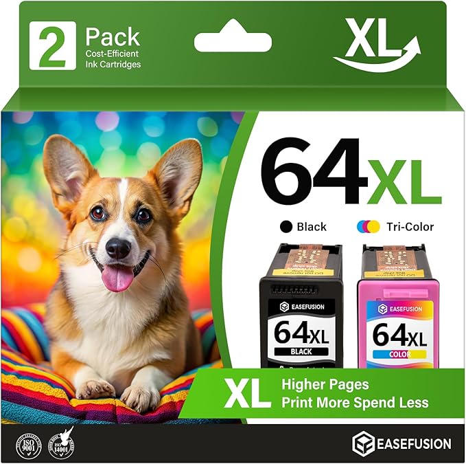 64XL Black and Color Ink Cartridge Remanufactured Replacement for HP Ink 64 HP64 HP64XL Combo Pack Compatible with HP Envy Photo 7800 7855 7858 7100 7155 6200 6255 Tango X Series Printers