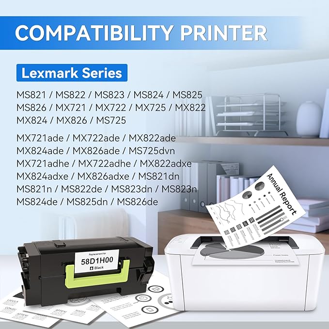 myCartridge Remanufactured Toner Cartridge Replacement for Lexmark 58D1H00 Works for MS821 MS822 MS823 MS824 MS825 MS826 MX721 MX722 MX725 MX822 MX824 MX826 MS725 Printer (1 Black)