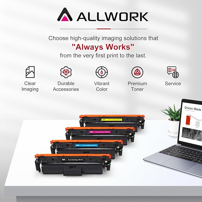 069 Toner Cartridge 4 Pack (with Chip) Compatible Replacement for Canon 069 069 H Works for Canon Color ImageCLASS MF753Cdw MF751Cdw LBP674Cdw LBP674C MF750C Series Printer