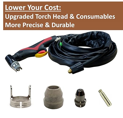 LOTOS LTP5000D Plasma Cutter, 2024 Upgraded 5/8" 16mm Clean Cut 3/4" 20mm Severance Cut 50A Non-Touch Pilot Arc Plasma Metal Cutter Machine, Plasma Cutting Equipment, Dual Voltage 120V or 240V, Brown