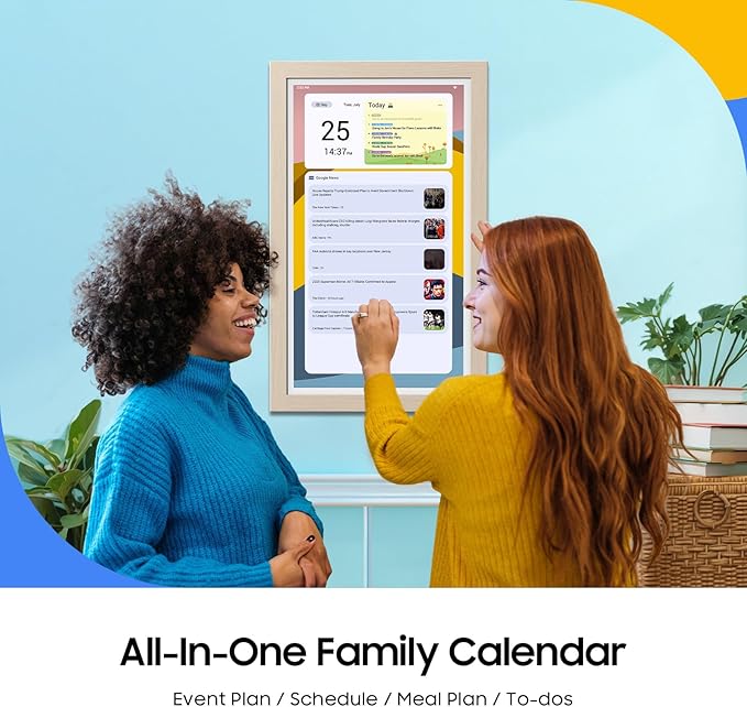 ApoloSign Digital Calendar: Electronic Calendar, Smart Touchscreen Interactive Display for Chore Chart, Family Schedules Planner, Supports All Apps via Google Play (Yellow, 21.5-inch)