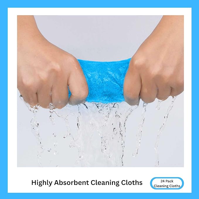 Microfiber Cleaning Cloth for Kitchen & households, Towels for Cars. (300gsm) (Pack of 24 Blue)