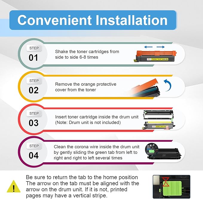 TN229XL Toner Cartridge 4 Pack(with Chip) Compatible with Brother TN229XL Toner Cartridge, Working with MFC-L3720CDW MFC-L3780CDW HL-L3220CDW HL-L3280CDW HL-L3300CDW Printer (BK/C/M/Y-4 Pack)