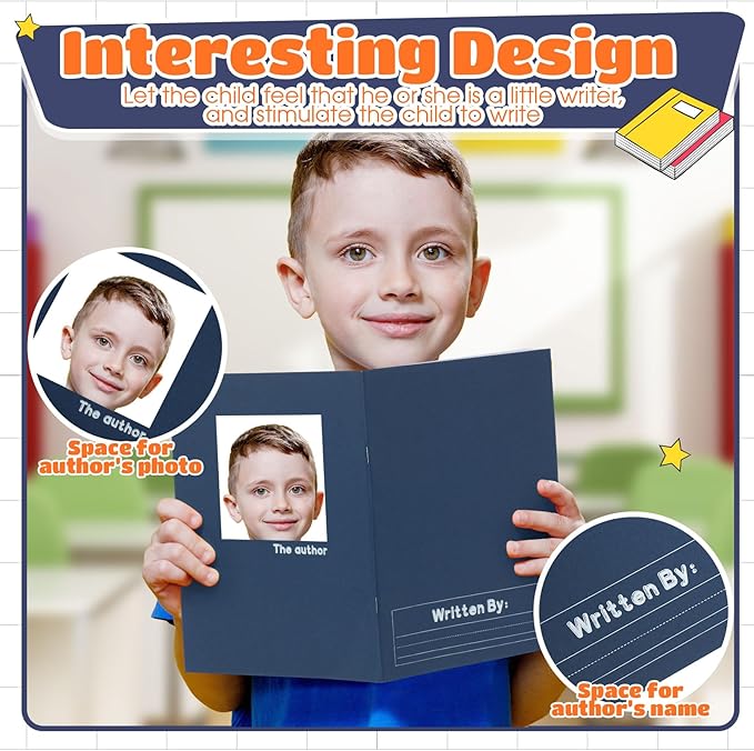 Henoyso 12 Pcs Primary Composition Notebook K-2 9 3/4 x 7 1/2 Inch Primary Journal, Back to School Supplies, Bulk Blank Writing Book for Kid to Write Draw Journal 60 Page Notebooks (Dark Color)