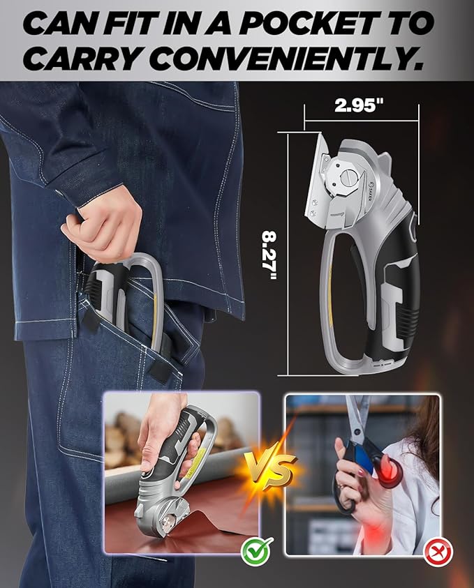 Saker Electric Box Cardboard Cutter,Cordless Elwetric Scissors for Fabric Leather Paper Plastic - Card Board Cutter Tool with 4V Recharged Battery - Safety Lock and LED Light for Cutting,Grey