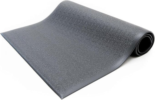 Anti Fatigue Floor Mat (Made in USA), 2 Feet Wide x 3 Feet Long x 5/8 Inches Thick, Textured Pattern Top, Black, Bevelled on All Four Sides, RoHS and REACH Compliant