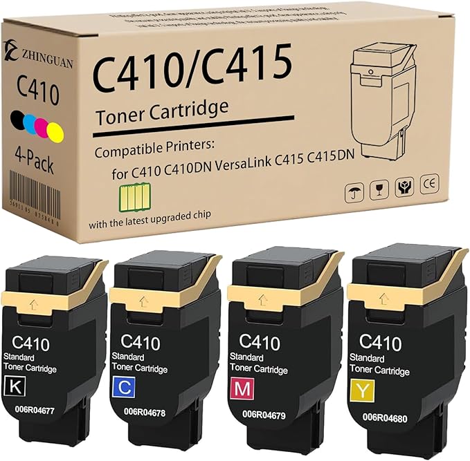 (with Chip) 006R04677 006R04678 006R04679 006R04680 Toner Cartridge Works for C410 C410DN VersaLink C415 C415DN Printers (4-Pack)