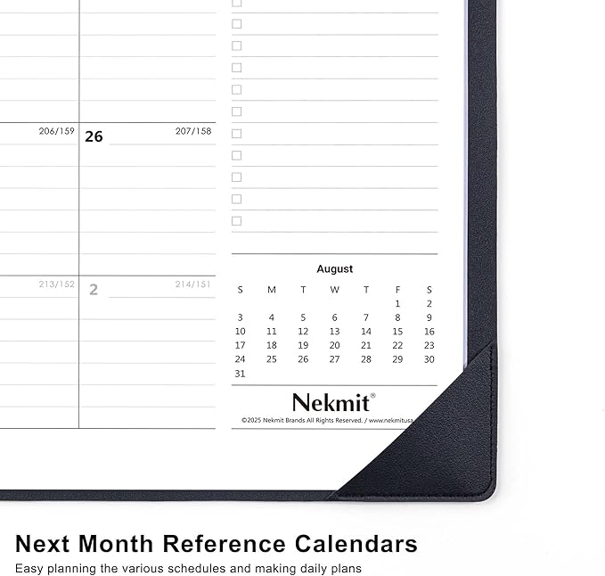 Nekmit Large Desk Calendar 2025-2026 with PU Faux Leather Desktop Mat, Runs From July 2025 - June 2026, Big Desk Pad Calendar 21 x 16 1/2 Inches for Home and Office