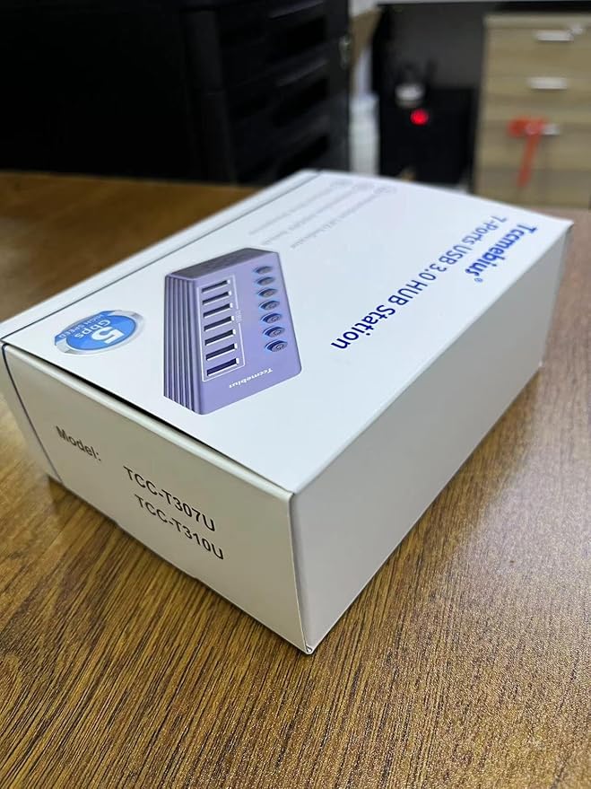 Powered 7-Port USB 3.0 Hub, USB C to 7 Ports USB Data Hub Splitter with Individual LED On/Off Switche, 3.3FT Cable, 12V/3A Power Adapter, for Laptop MacBook Pro/Air PC (Aluminum Gary)