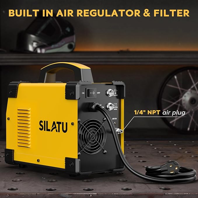 SILATU CNC Plasma Cutter Machine, 65Amp Blow Back Pilot Arc Air Sensor Technology, Large Screen Display, 110V/220V Dual Voltage Non-Touch CNC Plasma Cutting Machine, 16mm Clean Cutting Thickness