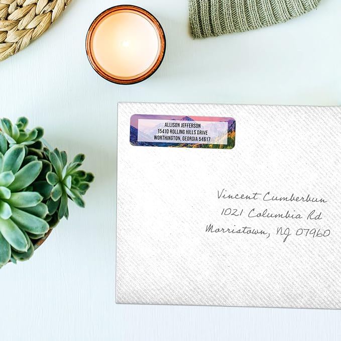 Breathtaking Landscape Rolled Address Labels / 250 Personalized Return Address Labels/Designer Address Stickers in Elegant Plastic Dispenser