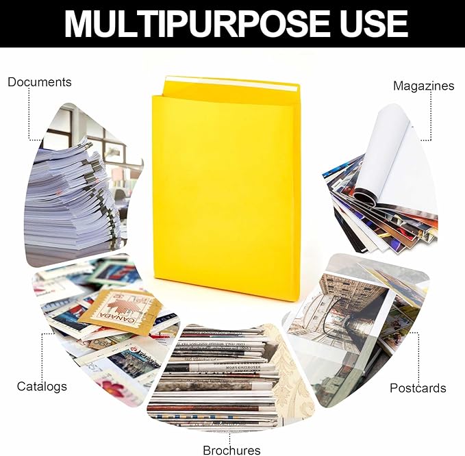 15 Pcs 14 x 18 x 2 Inch Large Expandable Catalog Envelopes Manilla Kraft Peel and Seal Envelopes Light Large Mailing for Office Home Documents Magazines Photos Storage Organizing