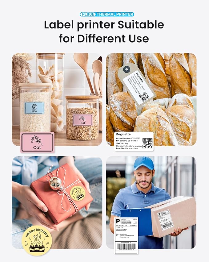 POLONO Bluetooth Thermal Shipping Label Printer, Wireless 4x6 Shipping Label Printer for Small Business, Support iOS, Android, Windows and Mac, Compatible with Amazon, Ebay, Shopify, Etsy, USPS (Grey)