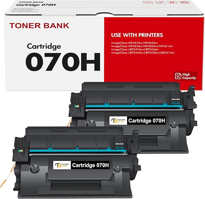 070H 070 Black Toner Cartridge 2-Pack 070H 070 Toner Compatible for Canon 070 070H CRG070 CRG-070 CRG070H CRG-070H Toner Cartridge for Canon imageCLASS MF465 MF462 LBP247 LBP246 Printer Ink