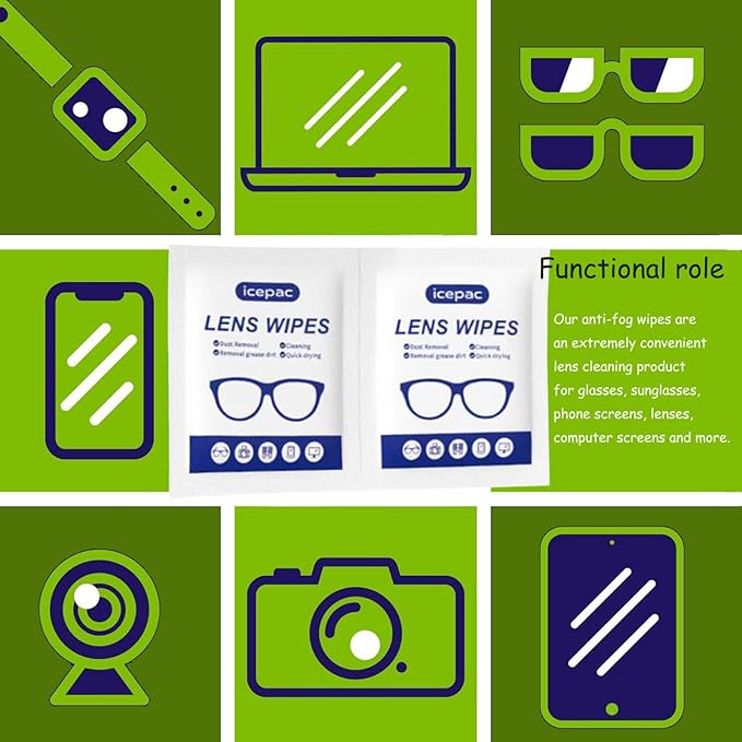 Eyeglass Cleaner Wipes, Sunglasses, Screens - Gentle and Portable for On-the-Go Cleaning of Devices, Lens Wipes for Eyeglasses, Wet Lens, Camera Lenses, Laptops, Etc. Individually Packaged（220 PCS）