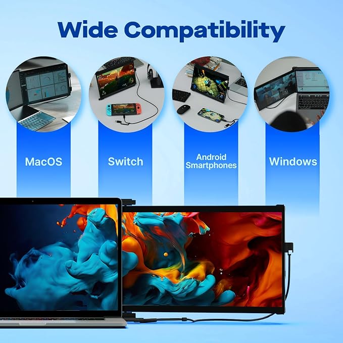 New Mobile Pixels Duex Max DS Portable Monitor, 14.1" FHD 1080P IPS Ultra Slim Laptop Screen Extender, USB A/USB C/HDMI Plug and Play Laptop Monitor, Windows/Mac/Android/Switch Compatible