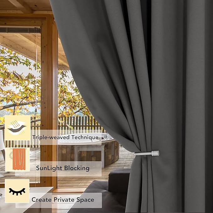 BONZER Room Divider Curtain Total Privacy Wall Grommet Thermal Insulated Wide Blackout Curtains for Bedroom Living Room, 108L x 70W Inch (9L x 5.8W ft), 1 Panel, Dark Grey