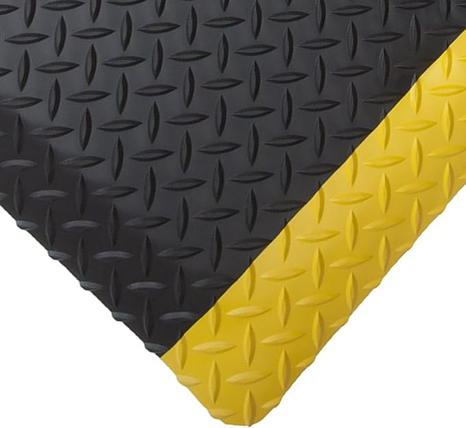 Rhino Mats, American Classic Diamond Anti-Fatigue Mats, Industrial Ergonomic Comfort Standing Mat for Work, Home, Garage, Office, Kitchen or Anywhere (Black/Yellow 1" Thick, 4 FT. x 4 FT.)