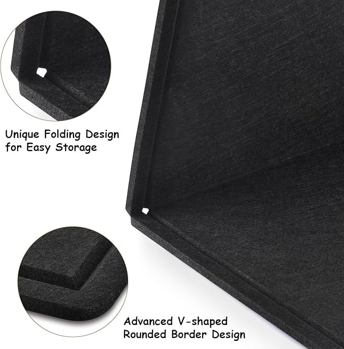 Large Bulletin Board, Foldable 60x36 Inches Cork Board Alternative, Large Felt Board Decorative Pin Board for Wall, Foldable Photo Board Self-Adhesive Vision Board with 36 Pushpins Black