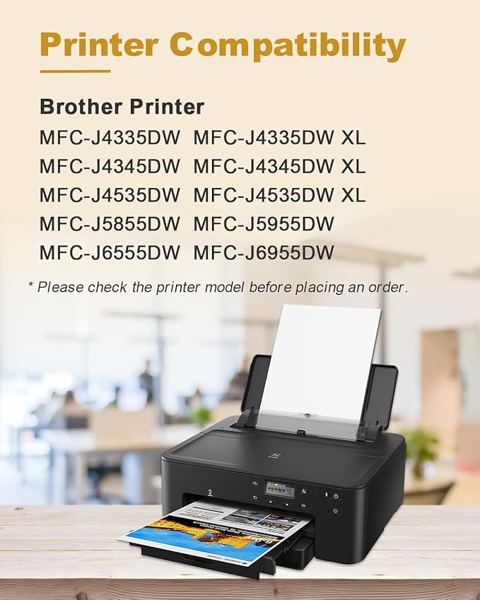 LC406 Ink Cartridges Compatible with Brother MFC-J4335DW MFC-J4535DW MFC-J5855DW MFC-J6555DW (LC406BK, LC406C, LC406M, LC406Y, 4-Pack)