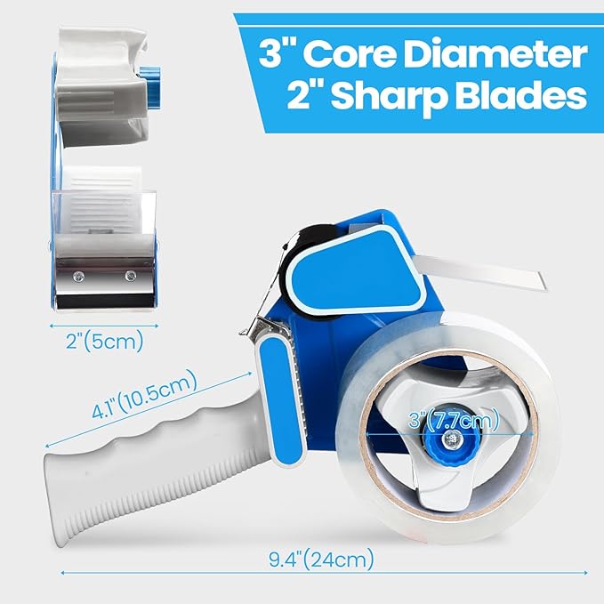 2 Pack Packing Tape Dispenser Gun with 12 Roll 2 Inch Packing Tape Gun 2.7 Mil Heavy Duty for Storing, Shipping, Moving, Carton and Box Sealing