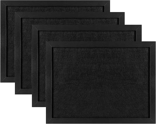 TORASO Cork Board Bulletin Board, Cork Boards for Walls with Pins, Eye Bolts, gaskets, Screws, Pin Board for Office, School and Home (All Black, 11“x14.5” - 4p)