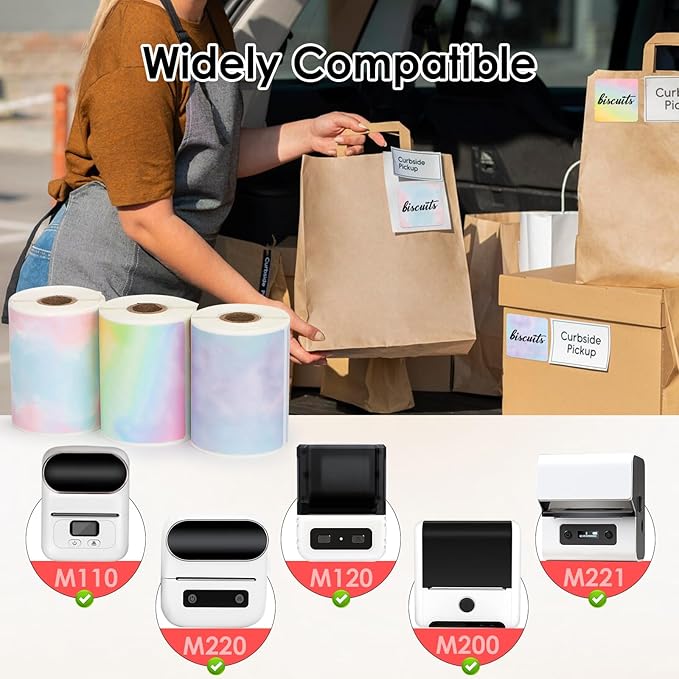 HuiJuKeJi 3 Rolls Thermal Square Label Paper,1.96 "x1.96 Gradient Label Maker Sticker for Phomemo M220/M200/M221/M110 Printer,Multi-Purpose Self-Adhesive Waterproof Labels for Barcode,DIY,Logo,Thanks