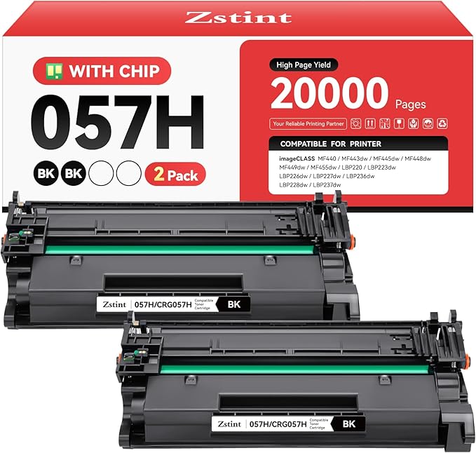057H 057 Toner Cartridge Black 2-Pack with chip High Yield Replacement for Canon 057 CRG-057 057H Compatible for Canon ImageCLASS MF445dw MF448dw LBP226dw LBP227dw LBP228dw MF449dw MF445 Laser Printer