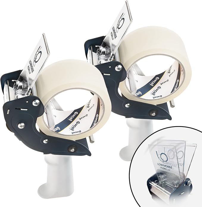 Excell RTS-82891 Low Noise Packing Tape Dispenser, Tape Gun Fit 2 Inch Wide Tape 3 Inch Core for Carton, Packaging and Box Sealing - 2Pack