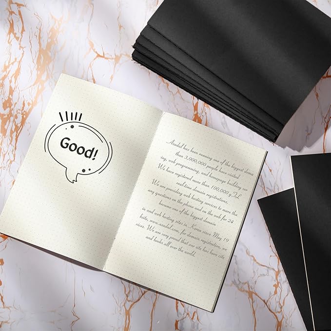 Mimorou 100 Pcs Kraft Notebook Journals 5.5 Inch x 8.3 Inch A5 Softcover Notebooks Bulk for Writing Sketch Office Notepad with 60 Pages 30 Sheets (Black,Dot)