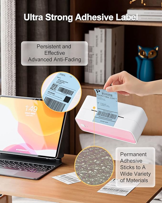 Phomemo 4x6 Thermal Labels for Shipping Label Printer - 500PCS Blue Mailing Labels - 4x6 Direct Thermal Label Fanfold Compatible with Rollo,MUNBYN,JADENS,POLONO,Nelko - Water/Oilproof - NO BPA/BPS