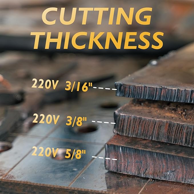 TOOLIOM Large LCD Display Plasma Cutterï¼, 50A Dual Voltage 110V/220V Metal Cutting Machine with Air Pressure Display and 2T/4Tï¼, 1/2" Clean Cut