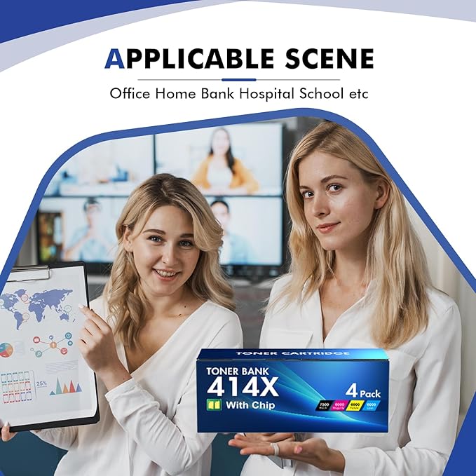 414X Toner Cartridges 4 Pack High Yield MFP M479fdw Compatible Replacment for HP 414X 414A for HP Color Laserjet Pro MFP M479fdw M454dw M479fdn M454dn M479dw Printer Ink (Black Cyan Yellow Magenta)