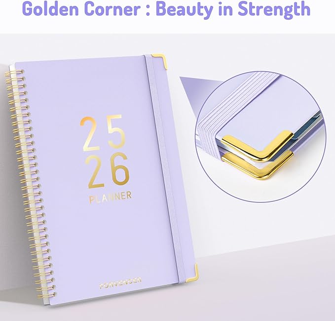 Jul 2025 - Dec 2026 Planner, Forvencer Academic Planner 2025-2026, 18 Month Daily Planner, 6" x 8", Weekly & Monthly Agenda Book, Hardcover Calendar Book, School Supplies for Student Teacher, Green