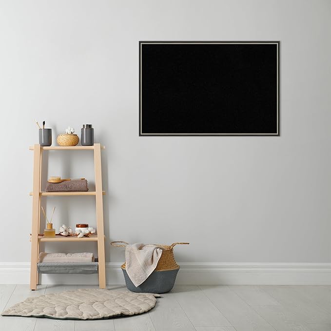 Amanti Art Black Cork Board for Wall, 25x37 Vision Board with Black Wood Frame, Large Corkboard Office Decor for Home Organization, Modern Corkboard Pinboard to Display Items for Home Organization in