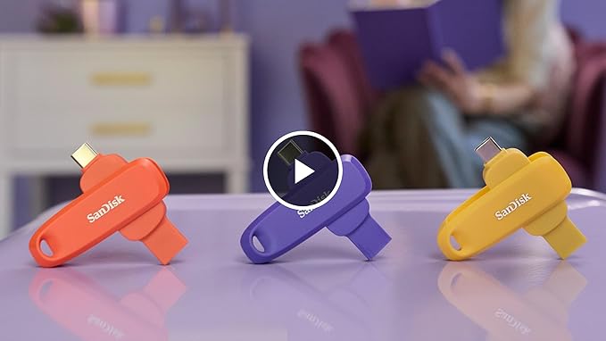 SanDisk 256GB Phone Drive - The 2-in-1 USB for Smartphones, Tablets, and Computers - Thumb Drive with USB Type-C and Type-A Connectors, Nasturtium Orange - SDDDC6-256G-G46NO