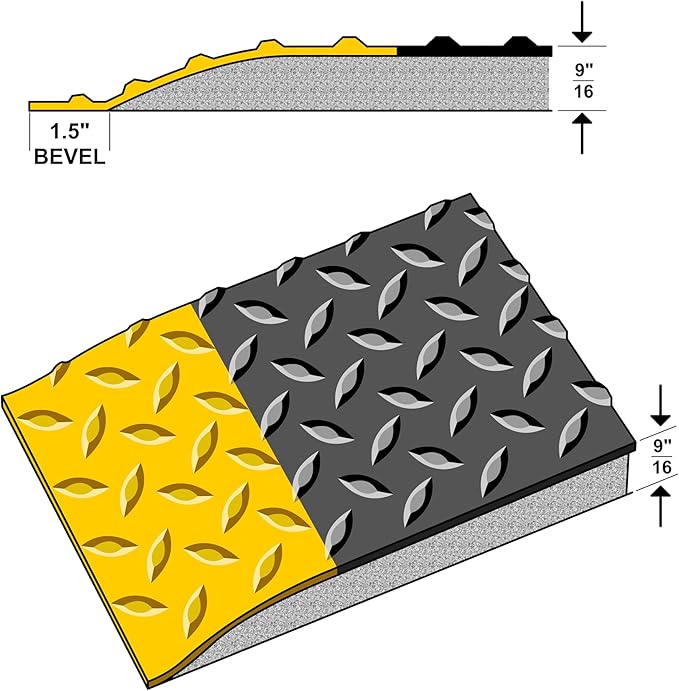 Rhino Mats, American Classic Diamond Anti-Fatigue Mats, Industrial Ergonomic Comfort Standing Mat for Work, Home, Garage, Office, Kitchen or Anywhere (Black/Yellow 9/16" Thick, 4 FT. x 10 FT.)