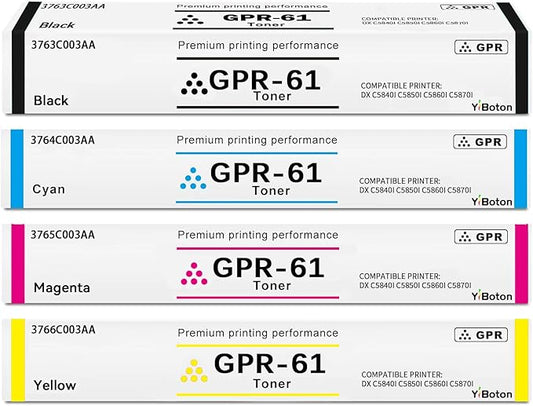 High Yield GPR61 GPR-61 Toner Cartridge Compatible for Canon ImageRunner Advance DX C5840i C5850i C5860i C5870i Printer.(3763C003AA 3764C003AA 3765C003AA 3766C003AA)