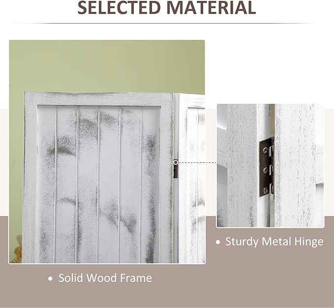 NicBex Room Divider 4 Panel Room Dividers with Whitewashed Surface Partition Room Dividers and Folding Privacy Screens 5.5 FT Wall Divider for Office, Room Separation,63.25"W x 0.75"D x 67"H, White