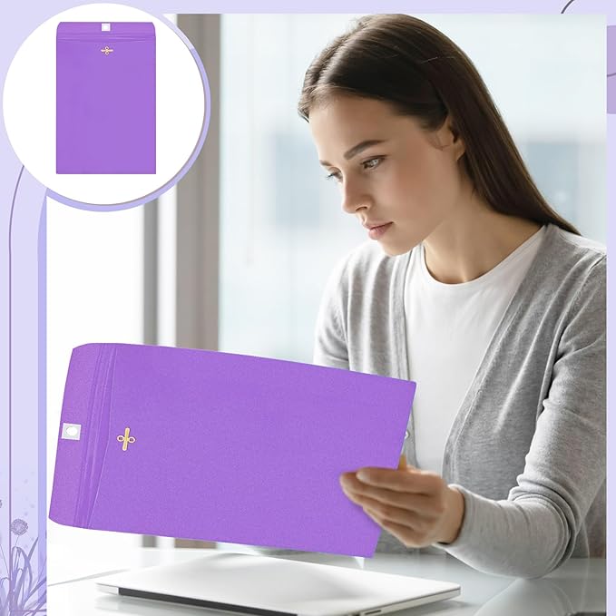 Geyee 100 Pcs Clasp Manilla Envelopes 9 x 12 Inch Gummed Colored Envelopes for Storing or Mailing for Home Office Business Supplies(Purple)
