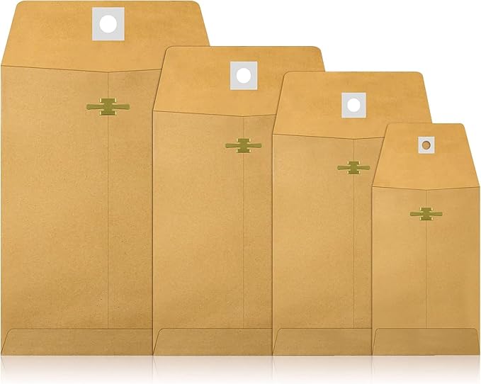Frienda 4 Sizes Clasp Envelopes Kraft Paper Catalog Clasp Envelope with Closure for Filing, Storing or Mailing Documents, 50 Pieces (6 x 9 In, 9 x 12 In, 10 x 13 In, 12 x 15.5 In,Brown)