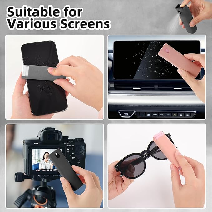 Screen Cleaner Kit 4 Pcs, 3-in-1 Touchscreen Mist Cleaner Spray and Microfiber Cloth, Electronic Screen Mist Cleaning Kit for All Phones, Laptop and Tablet Screens, TV Monitor, Car Screen