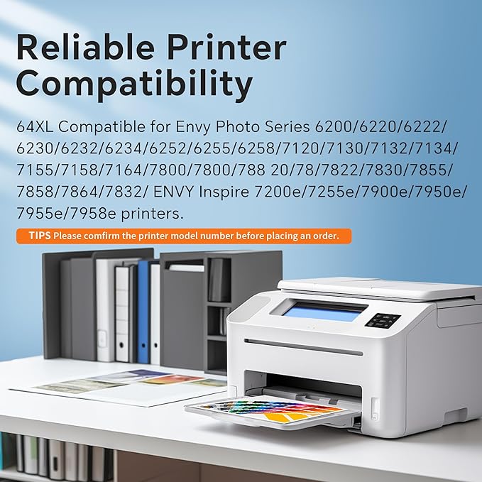 64XL Ink Cartridges Black and Color Compatible for HP 64XL Ink Cartridge Combo Pack Compatible for HP 64 Ink Fit for Envy Photo 7855 7858 7155 7120 7800 6252 6255 7158 7100 7164 Tango Printer
