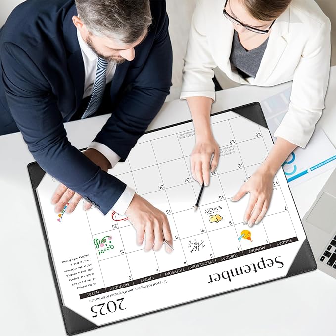 Gannyfer Large Desk Calendar 2025-2026 with Mat - 18 Month Table Calendar, 22" x 17" Desktop Pad Calendar for Planning and Organizing in Your Family, School or Office - Black