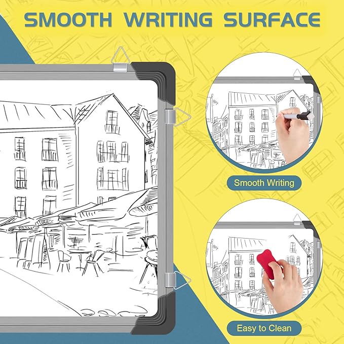 Dry Erase Calendar Whiteboard for Wall, Polegas 16" X 12" Magnetic White Board Board, Small Wall Monthly Double Sided Boards Student, Home, Office (White)