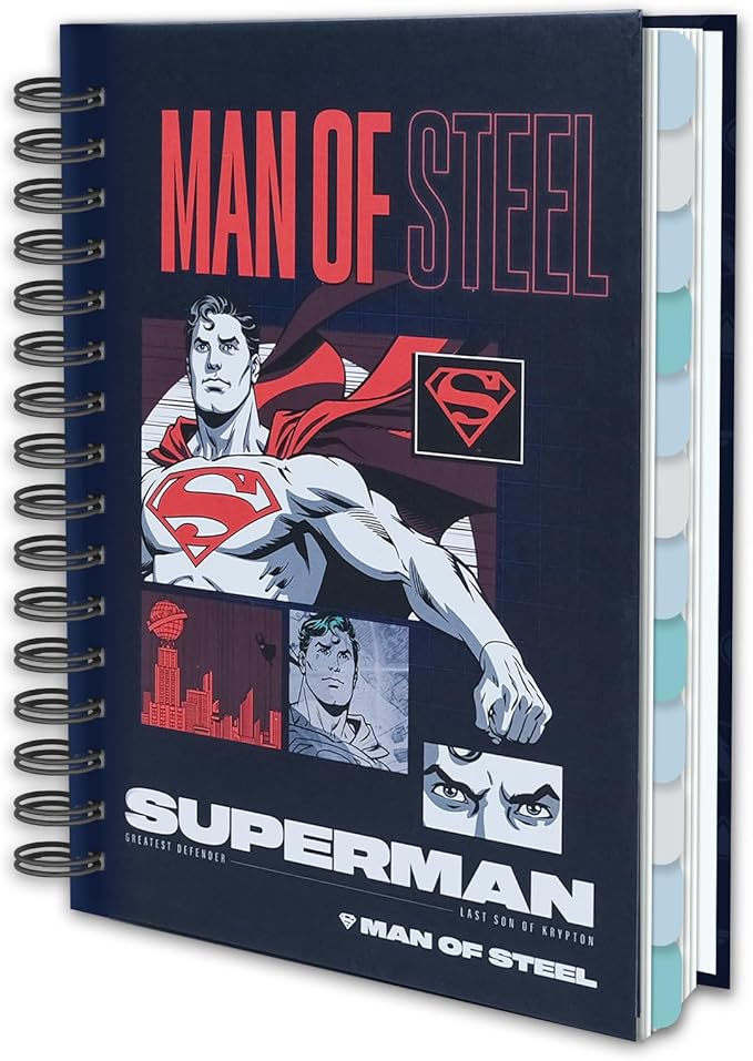 Hero Academic Planner, Weekly Monthly Daily Agenda, Custom Date Organizer for Time Management, Spiral Bound Notebook with Colorful Tabs,Datebooks for School Office Home(Navy Red)