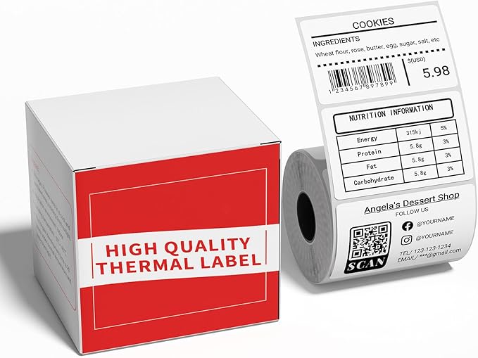 Thermal Labels - 1.96"X1.18" (50X30MM), Compatible with Label Maker Machine M100/ M110/ M150/ M220/ M250/ M108/ M221, Multi-Purpose Adhesive Thermal Labels, Black on White, 230 Labels/Roll